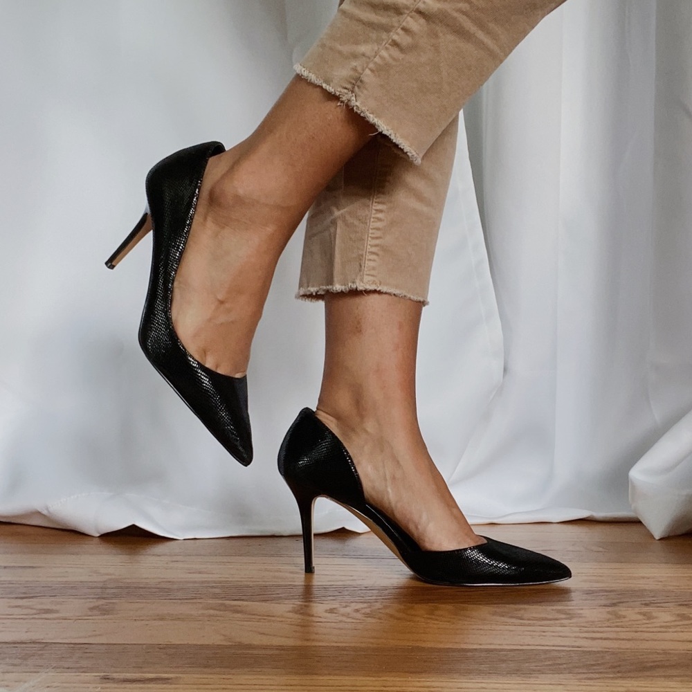 Ella Embossed-Leather D'orsay Pumps